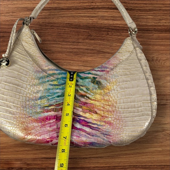 Brahmin Cream Crocodile Embossed Leather Rainbow Hobo Bag Satchel Purse - Picture 4 of 13